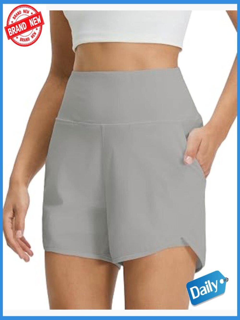 Women's 2 in 1 Athletic Running Shorts 4" High Waisted Tummy Control Workout